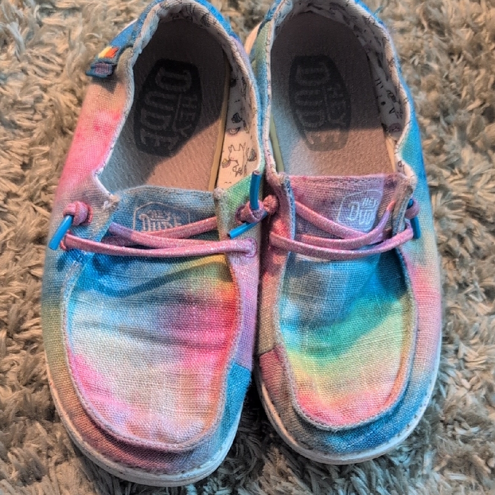 Hey Dude Kids' Rainbow Tie-Dye Moccasins